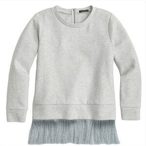 J‎ CREW gray long sleeve crew neck fringe detail sweatshirt S